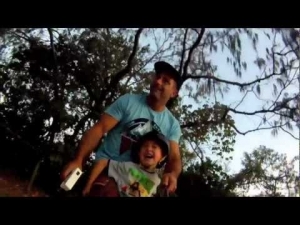 father/son electric skateboarding - evolve style