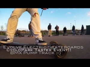 Evolve Electric Skateboards @ CycloPark With Jason Bradbury (Carbon GT's on a BMX Track)